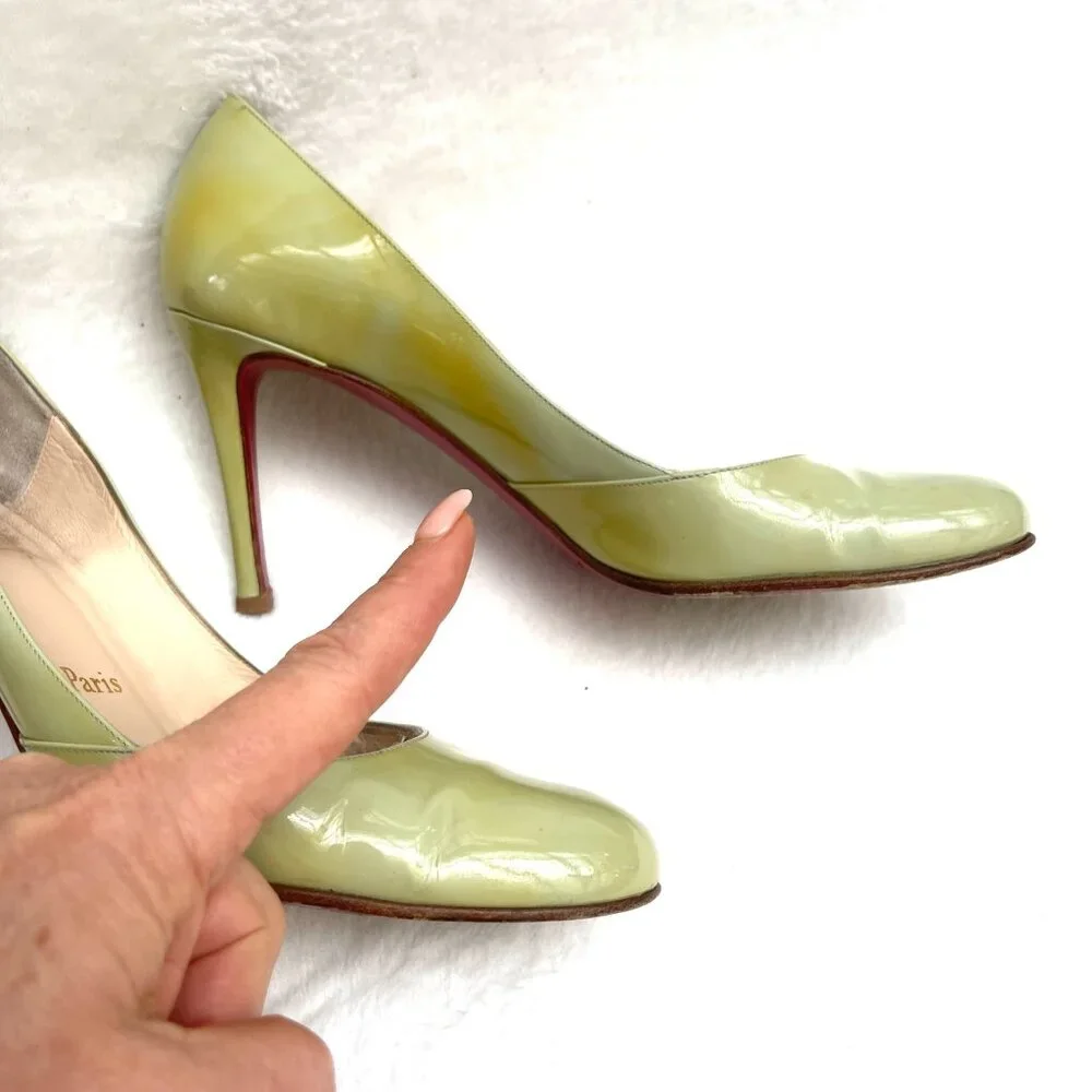 Christian Louboutin Devdas Pale Green Patent Leather Heels